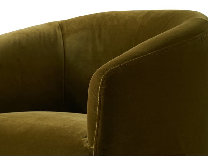 Andrew Martin Tub Dining Chair In Olive Green Velvet