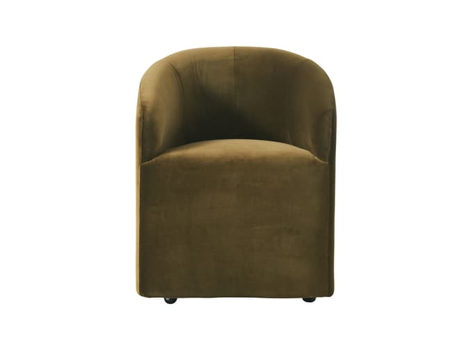 Andrew Martin Tub Dining Chair In Olive Green Velvet