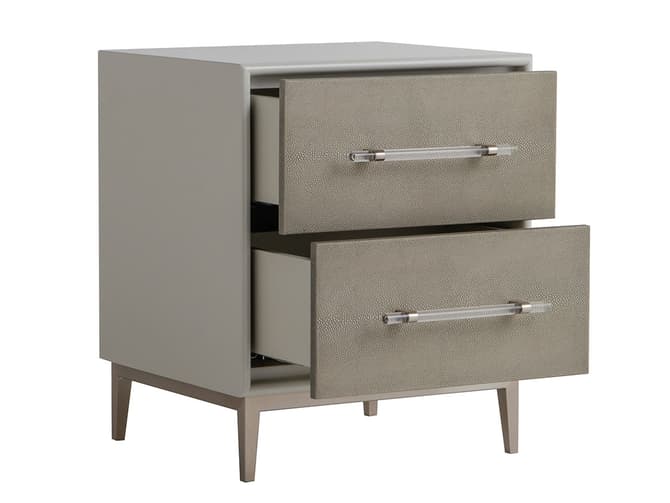 Andrew Martin Two-drawer Bedside Table In Grey Shagreen