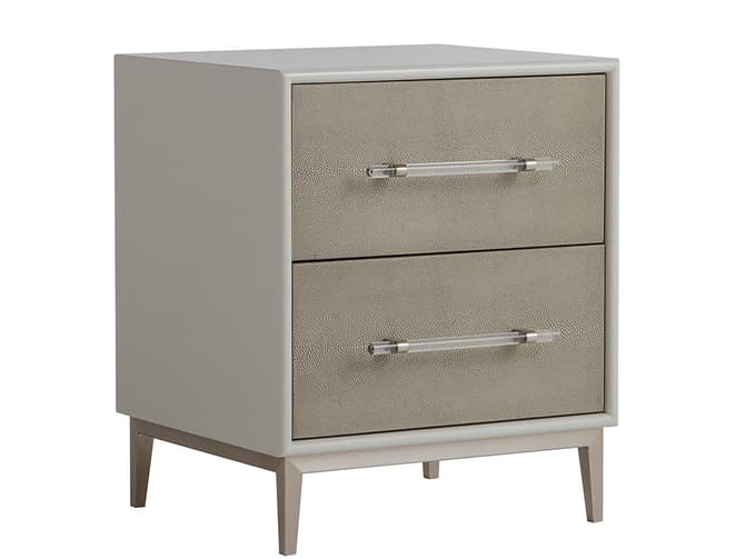 andrew martin Two-drawer bedside table in grey shagreen