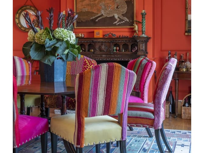 Andrew Martin Unique Dining Chair In Traditional Andean Fabric