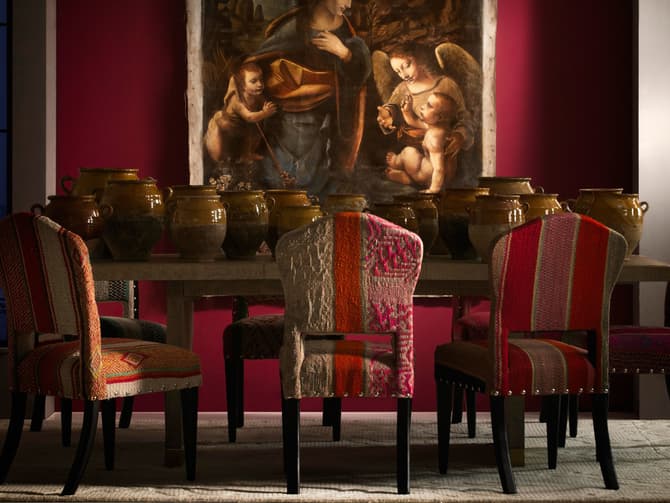 Andrew Martin Unique Dining Chair In Traditional Andean Fabric