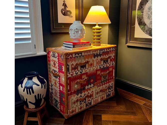 Andrew Martin Upholstered Kilim Chest With 3 Drawers