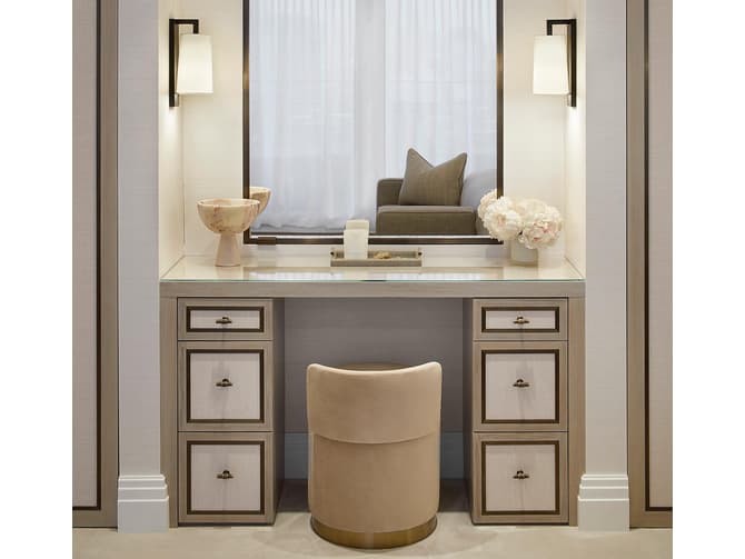 Andrew Martin Upholstered Round Stool With Backrest