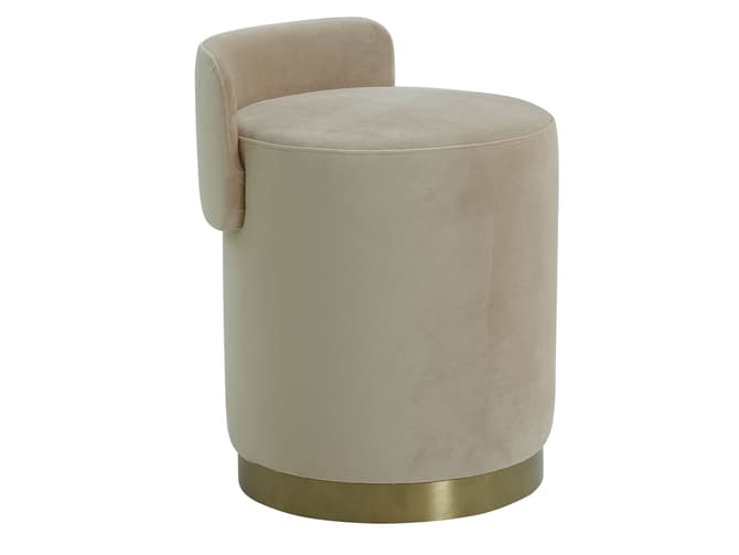 Andrew Martin Upholstered Round Stool With Backrest