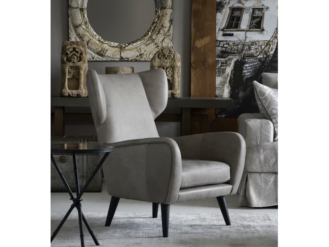 Andrew Martin Winged Armchair In 100% Italian Leather