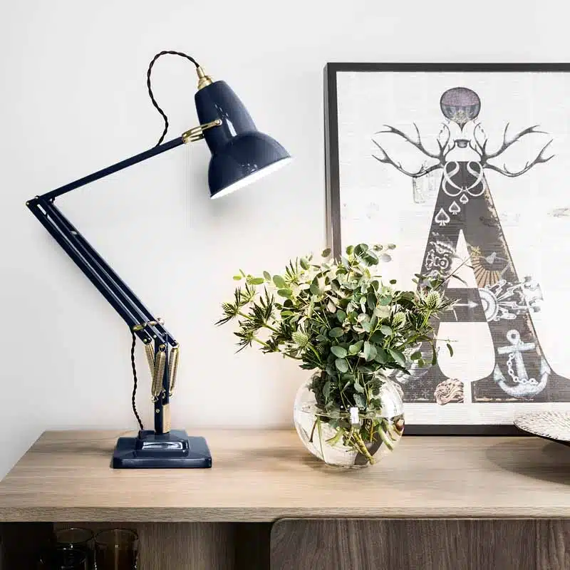Anglepoise Original 1227 Brass Desk Lamp Ink Blue