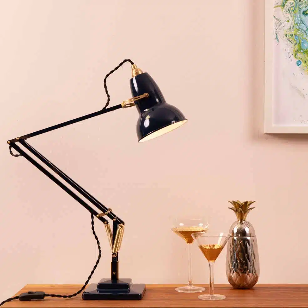 anglepoise Original 1227 Brass Desk Lamp Ink Blue