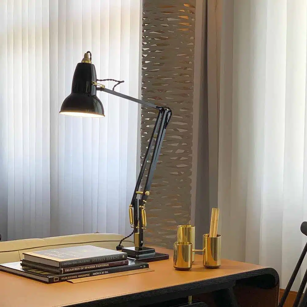 Anglepoise Original 1227 Brass Desk Lamp Jet Black