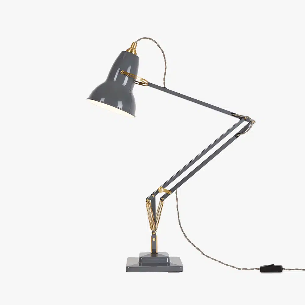 anglepoise Original 1227 Brass Desk Lamp Elephant Grey