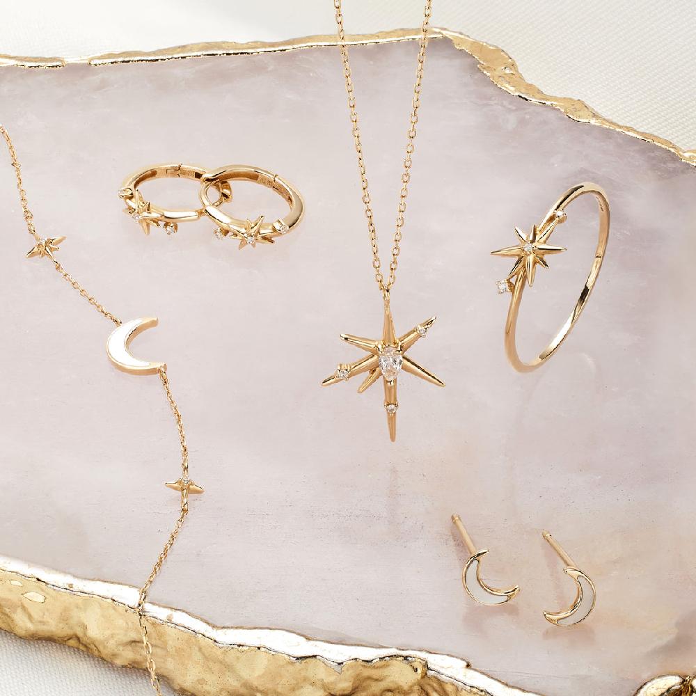 Ania Haie 14kt Gold Diamond And Mother Of Pearl Moon Bracelet