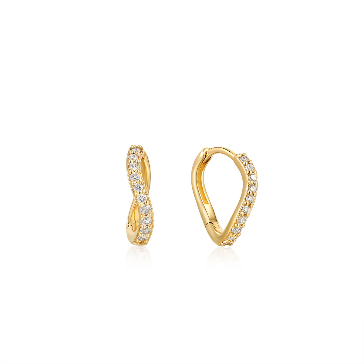 ania haie 14kt Gold Magma Diamond Huggie Hoop Earrings