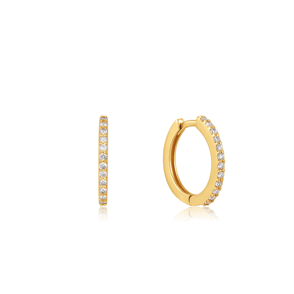 ania haie 14kt Gold Natural Diamond Huggie Hoop Earrings