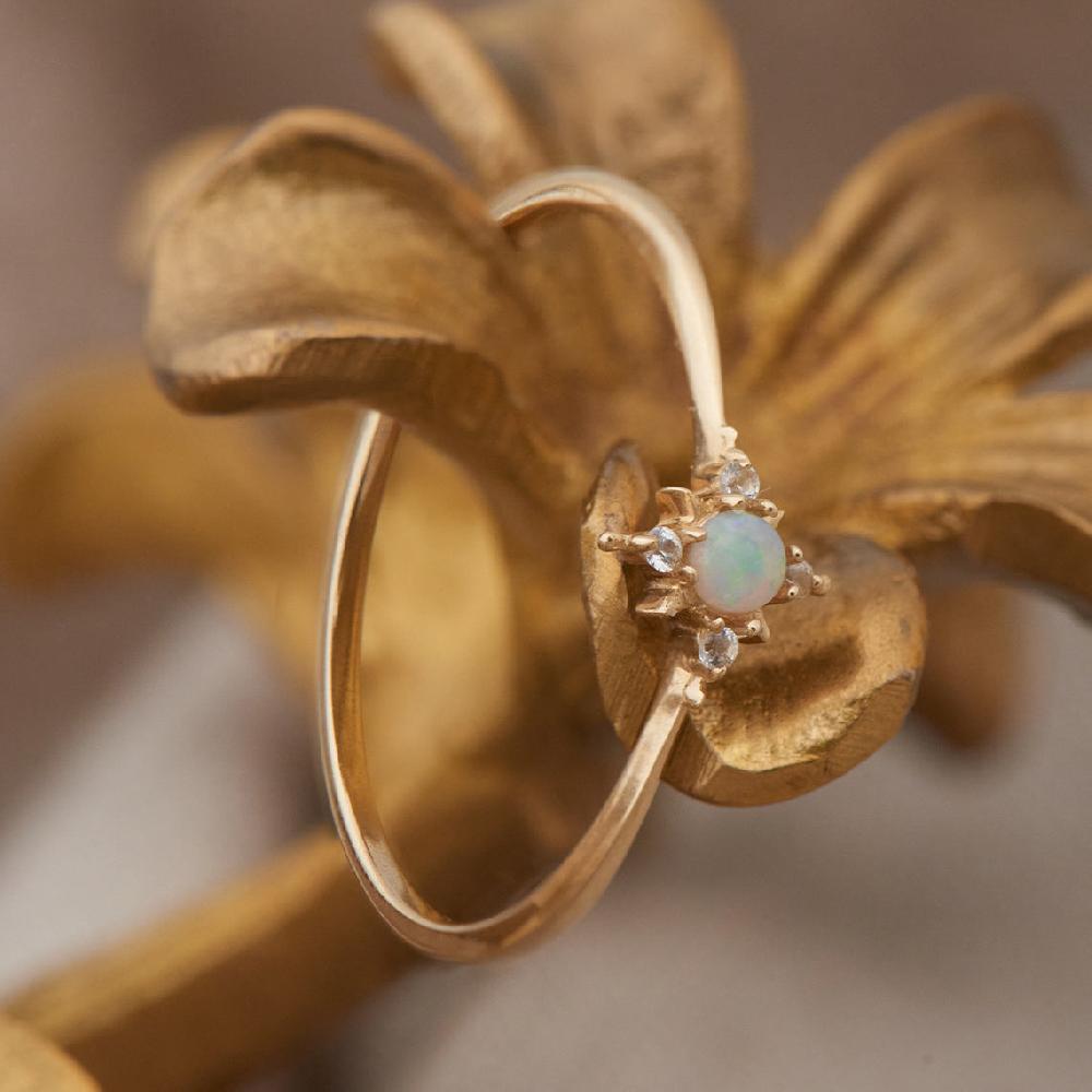Ania Haie 14kt Gold Opal And White Sapphire Star Ring