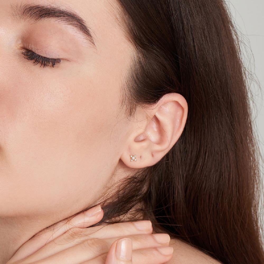 Ania Haie 14kt Gold Opal And White Sapphire Star Stud Earrings