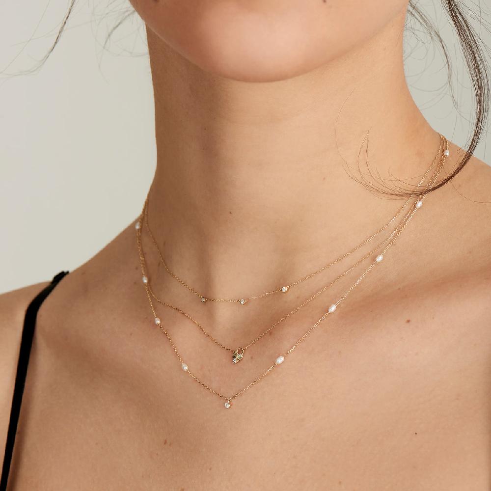 Ania Haie 14kt Gold Pearl And White Sapphire Necklace