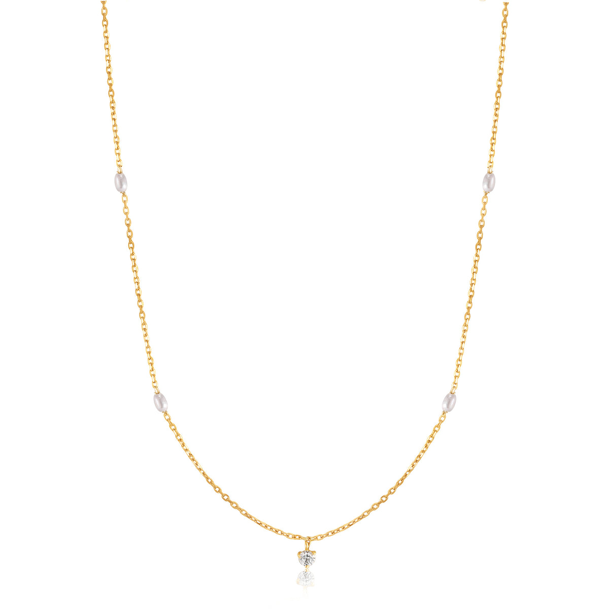 ania haie 14kt Gold Pearl and White Sapphire Necklace