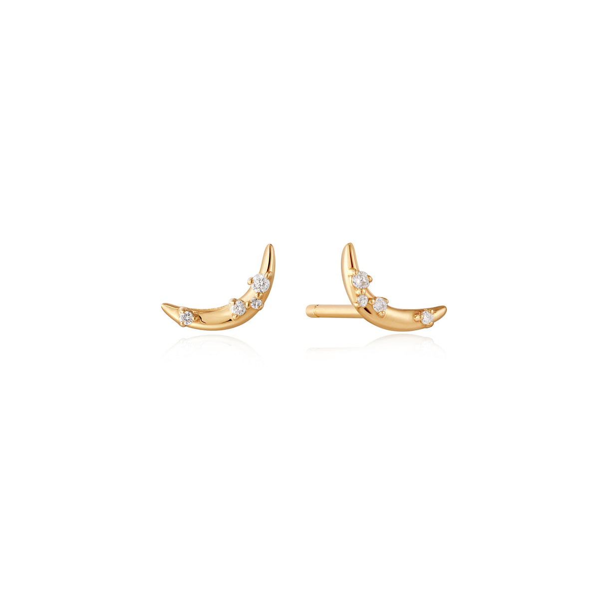 ania haie 14kt Gold Stargazer Natural Diamond Moon Stud Earrings