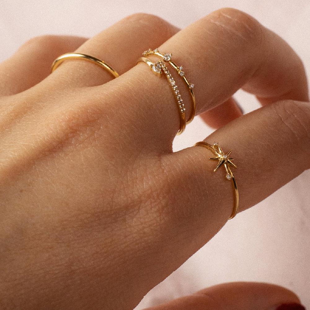 Ania Haie 14kt Gold Stargazer Natural Diamond Stardust Ring