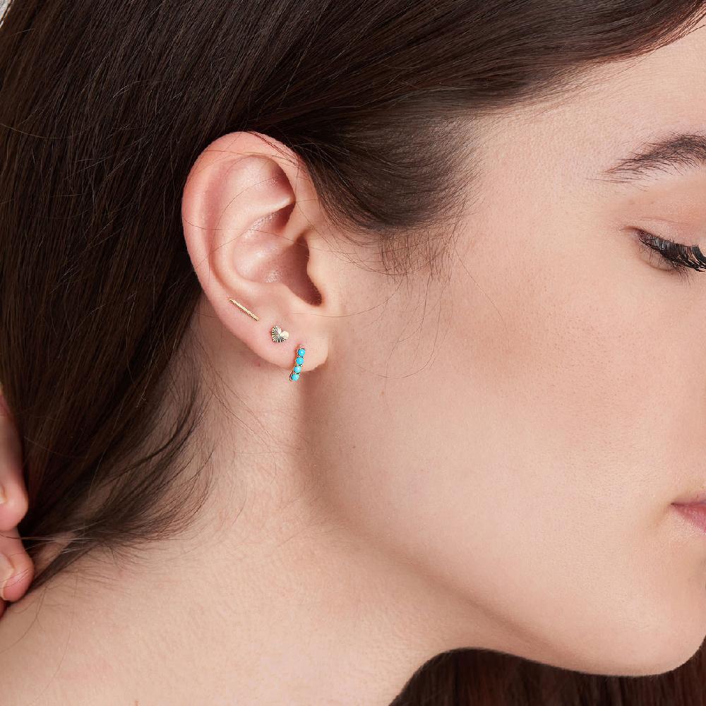 Ania Haie 14kt Gold Turquoise Cabochon Bar Stud Earrings