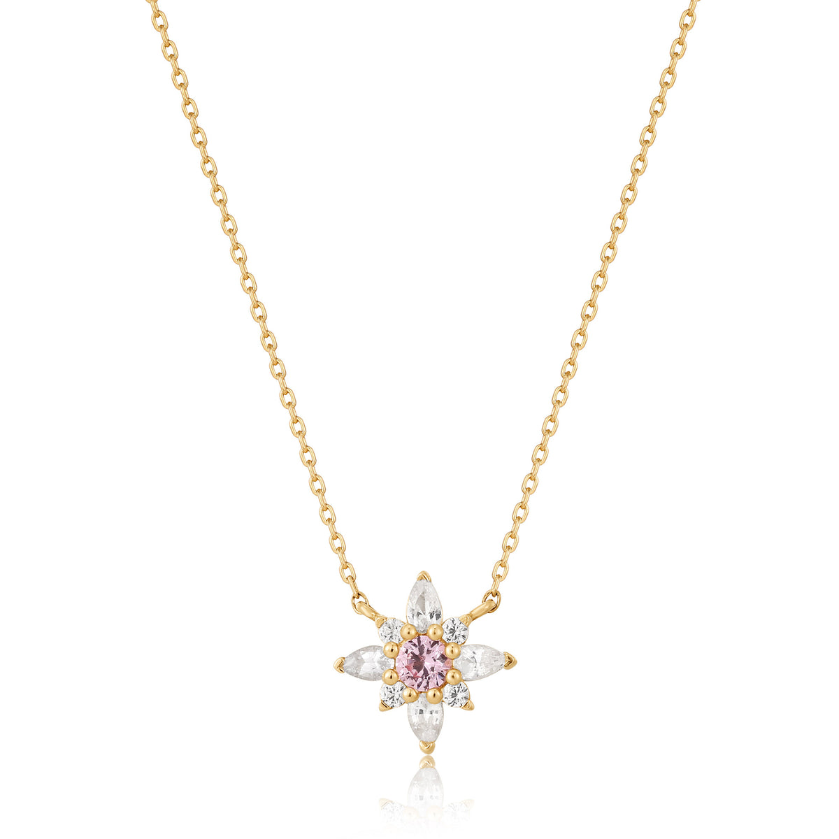 ania haie 14kt Gold White and Pink Sapphire Flower Necklace