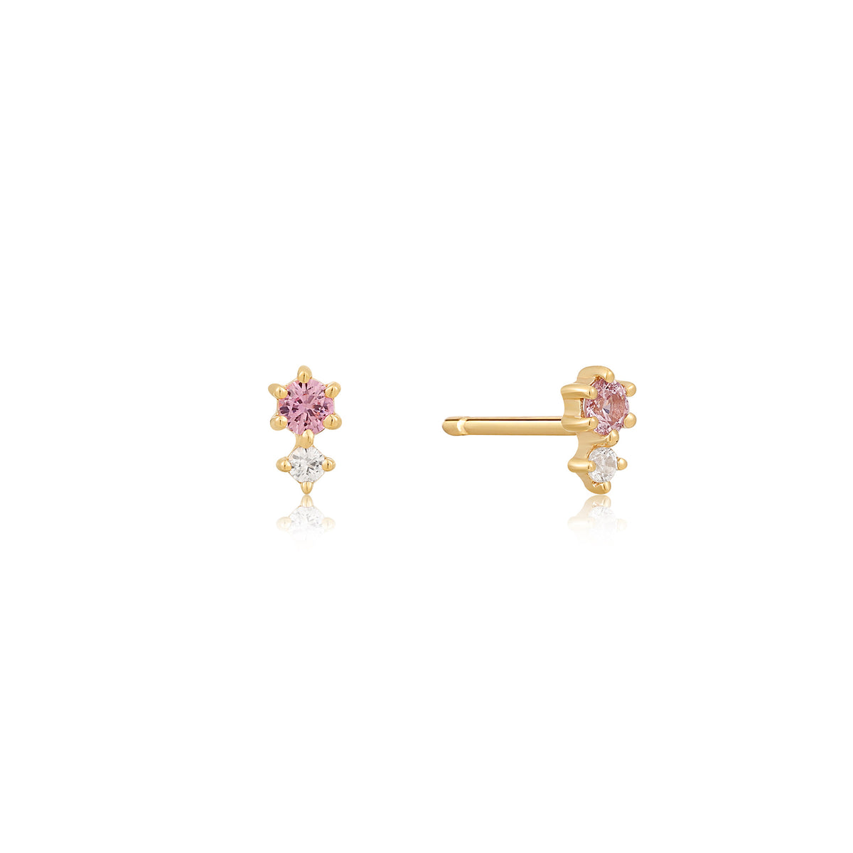 ania haie 14kt Gold White and Pink Sapphire Stud Earrings
