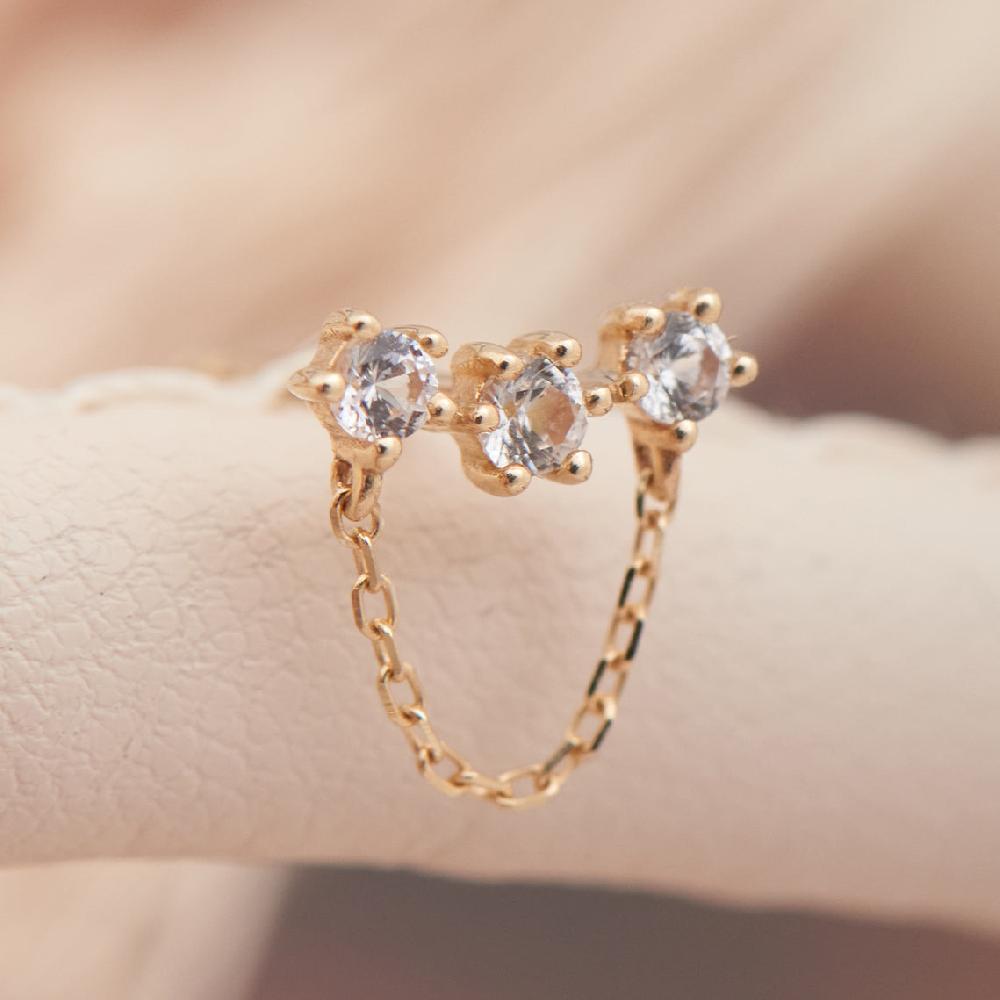 Ania Haie 14kt Gold White Sapphire Climber Single Stud Earring