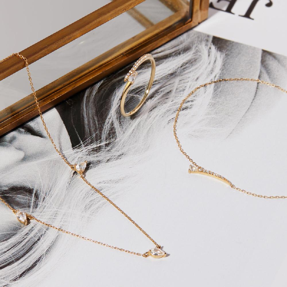 Ania Haie 14kt Gold White Sapphire Curve Bar Bracelet