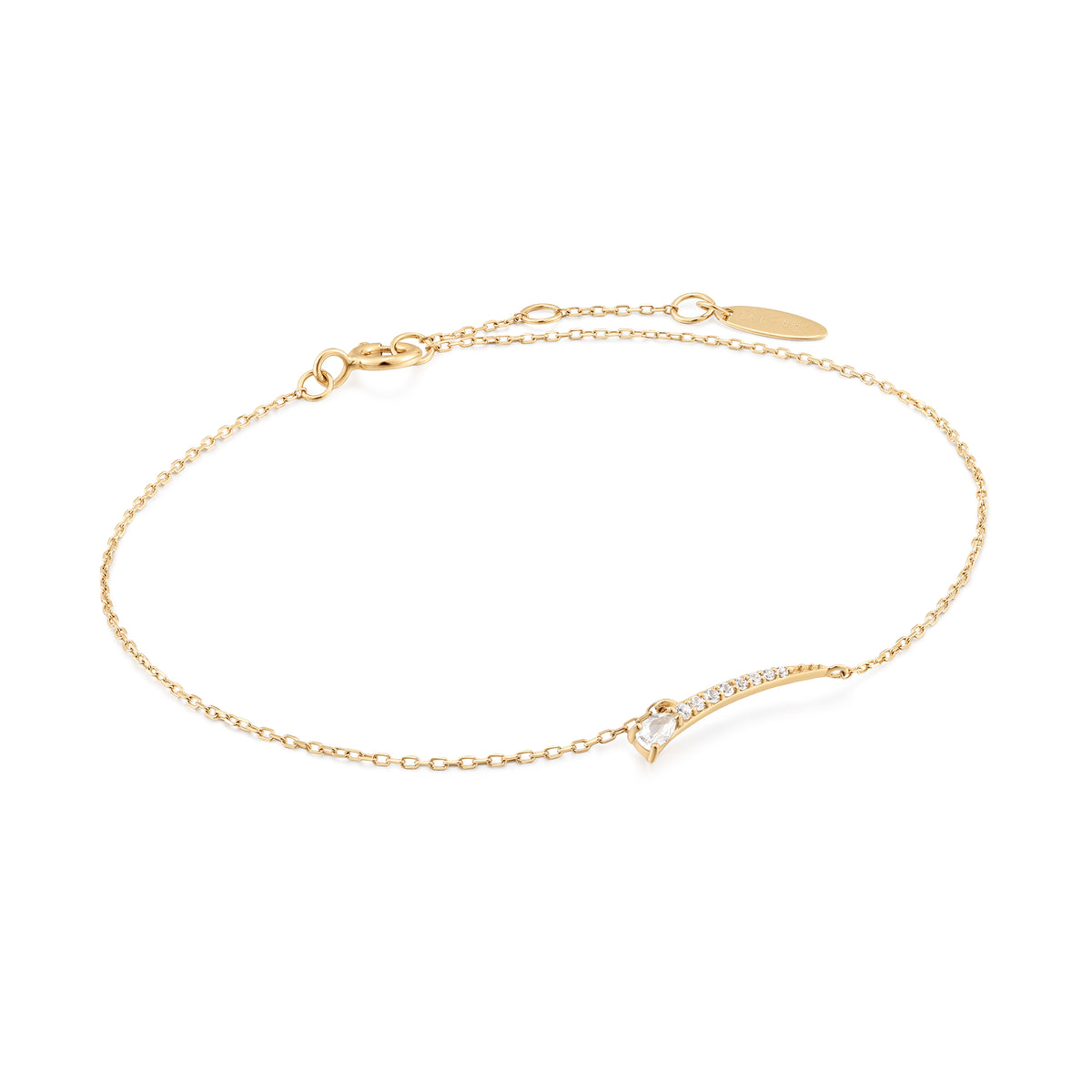 ania haie 14kt Gold White Sapphire Curve Bar Bracelet
