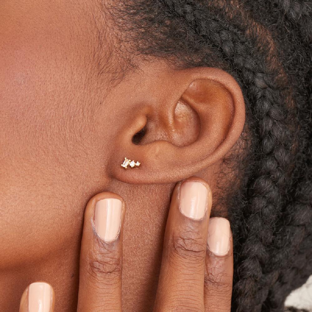 Ania Haie Glam Mini Climber Gold Stud Earrings