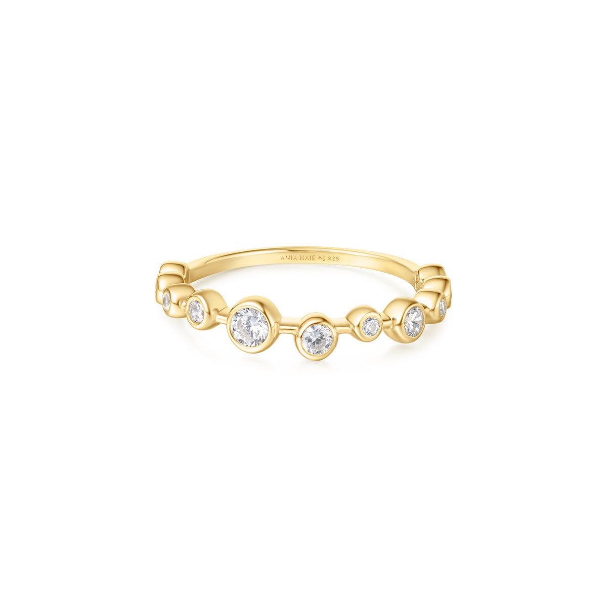 ania haie Gold Bezel Cubic Zirconia Zig-Zag Ring