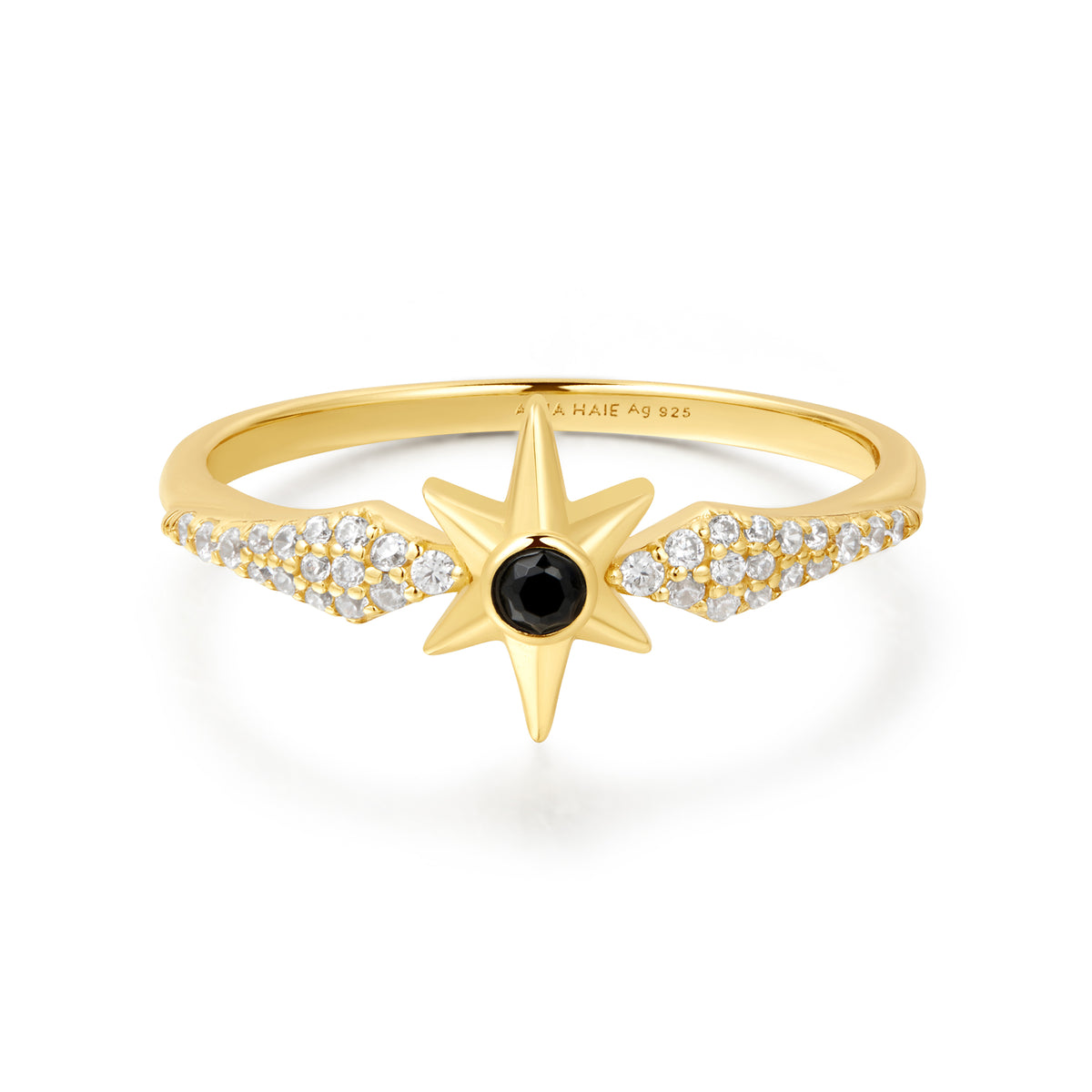 ania haie Gold Black Onyx Star Ring