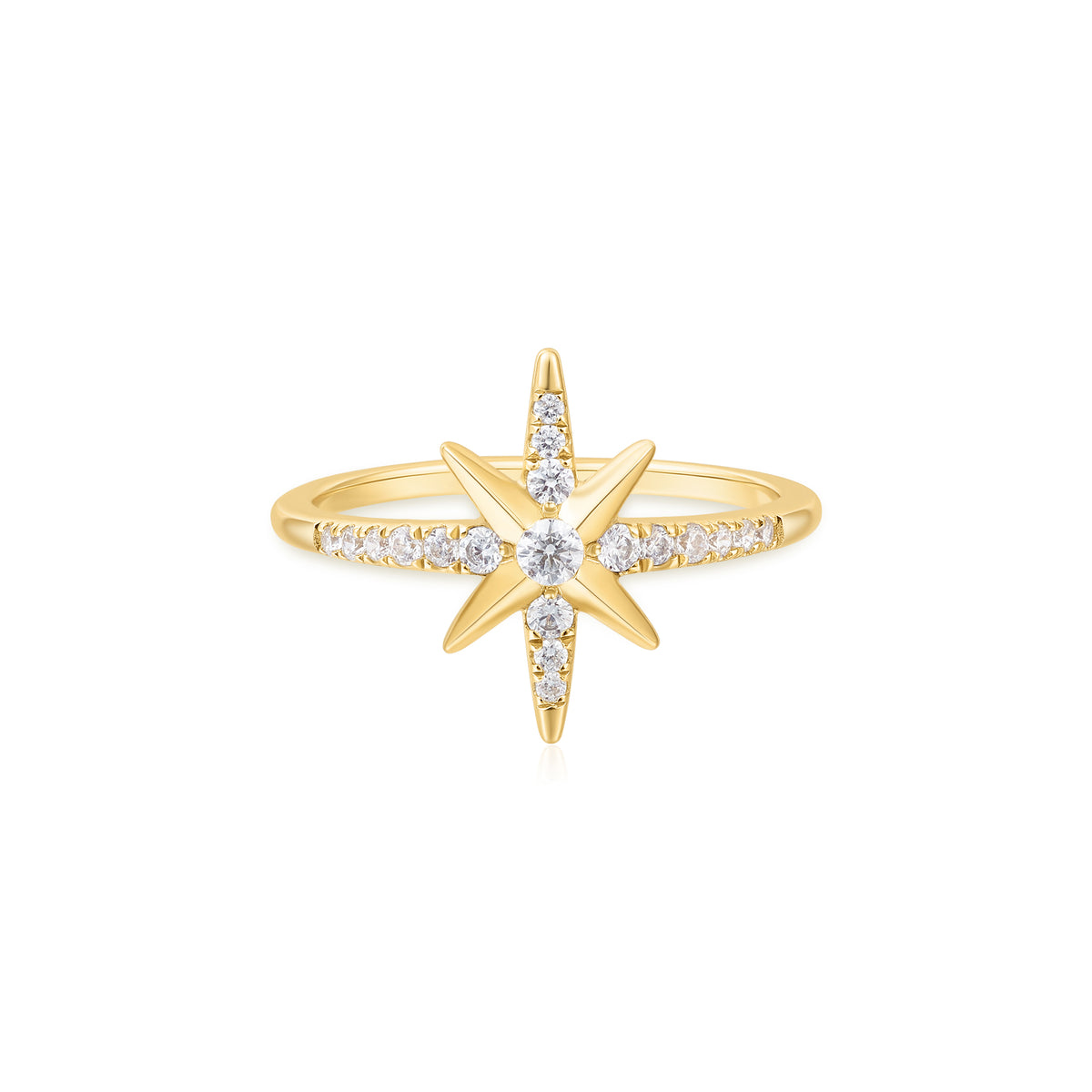 ania haie Gold Eight-Pointed Star Signet Ring