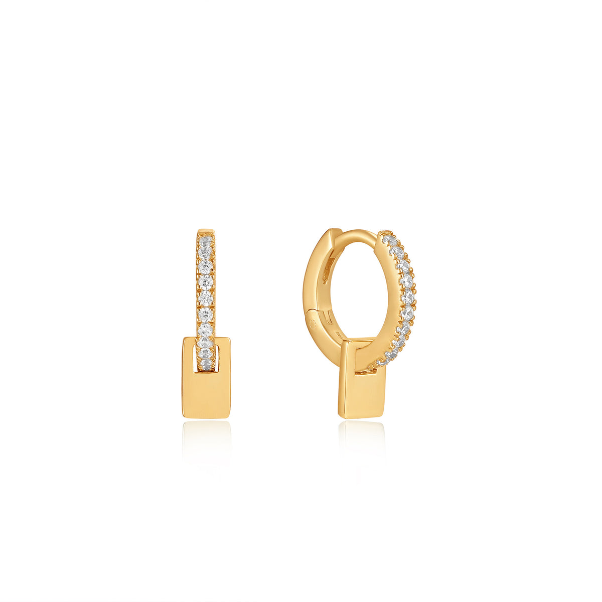 ania haie Gold Glam Pendant Huggie Hoop Earrings