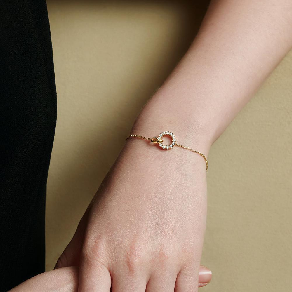 Ania Haie Gold Interlinked Circles Pavé Bracelet