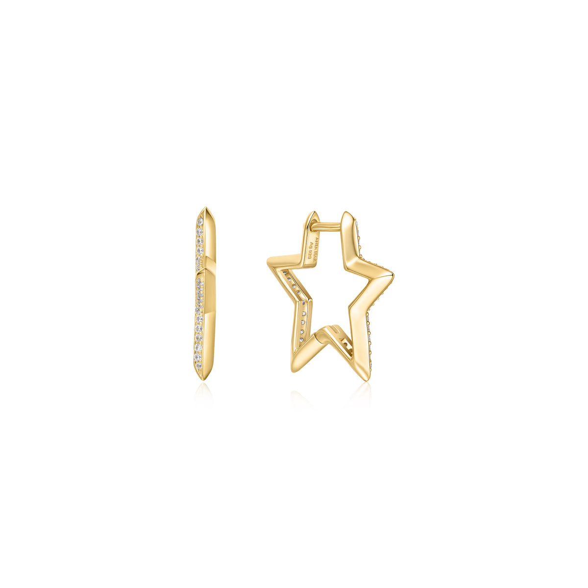 Ania Haie Gold Medium Star Pavé Hoop Earrings