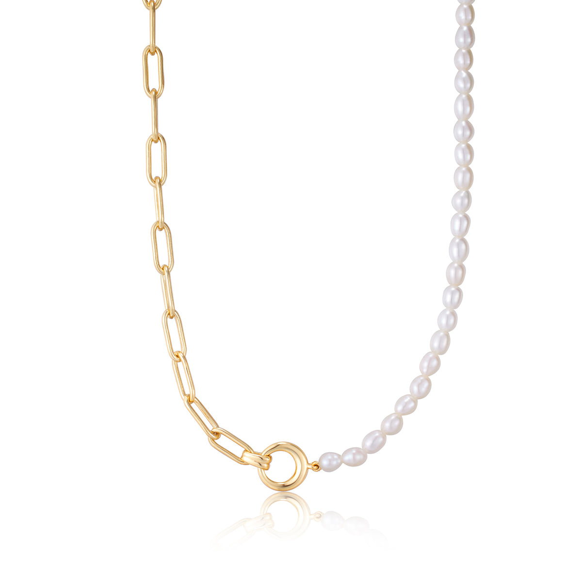 ania haie Gold Pearl Chunky Link Chain Necklace