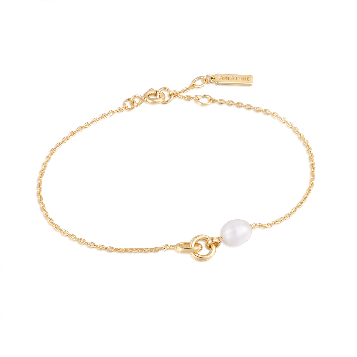 ania haie Gold Pearl Link Chain Bracelet