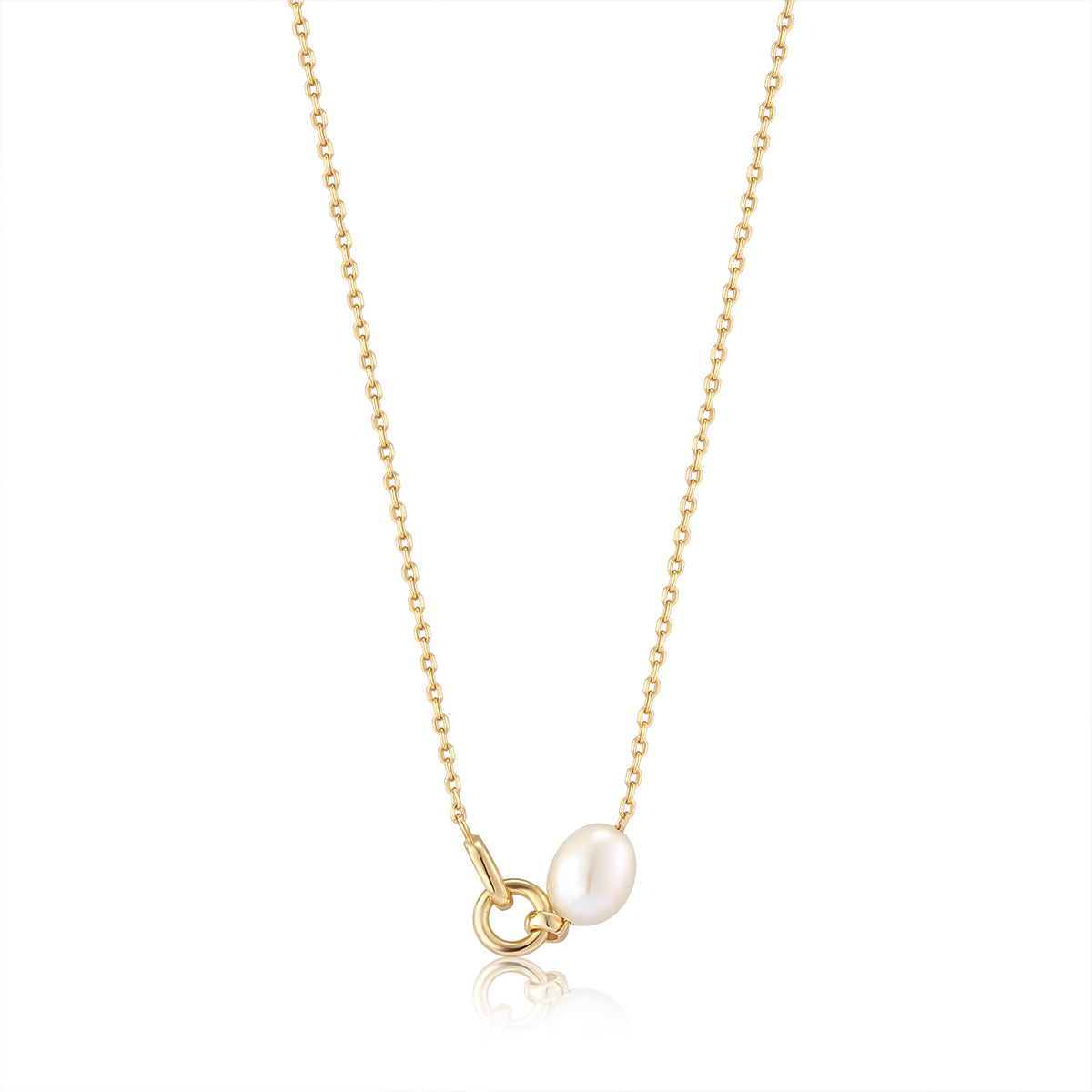ania haie Gold Pearl Link Chain Necklace