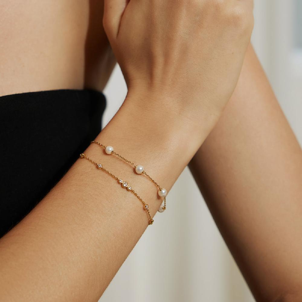 Ania Haie Gold Shell Pearl Station Bracelet