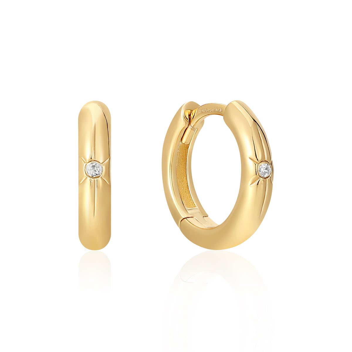 ania haie Gold Star Huggie Hoop Earrings