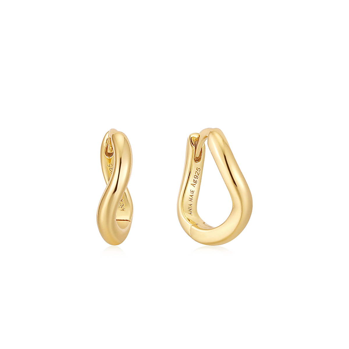 ania haie Gold Twist Huggie Hoop Earrings