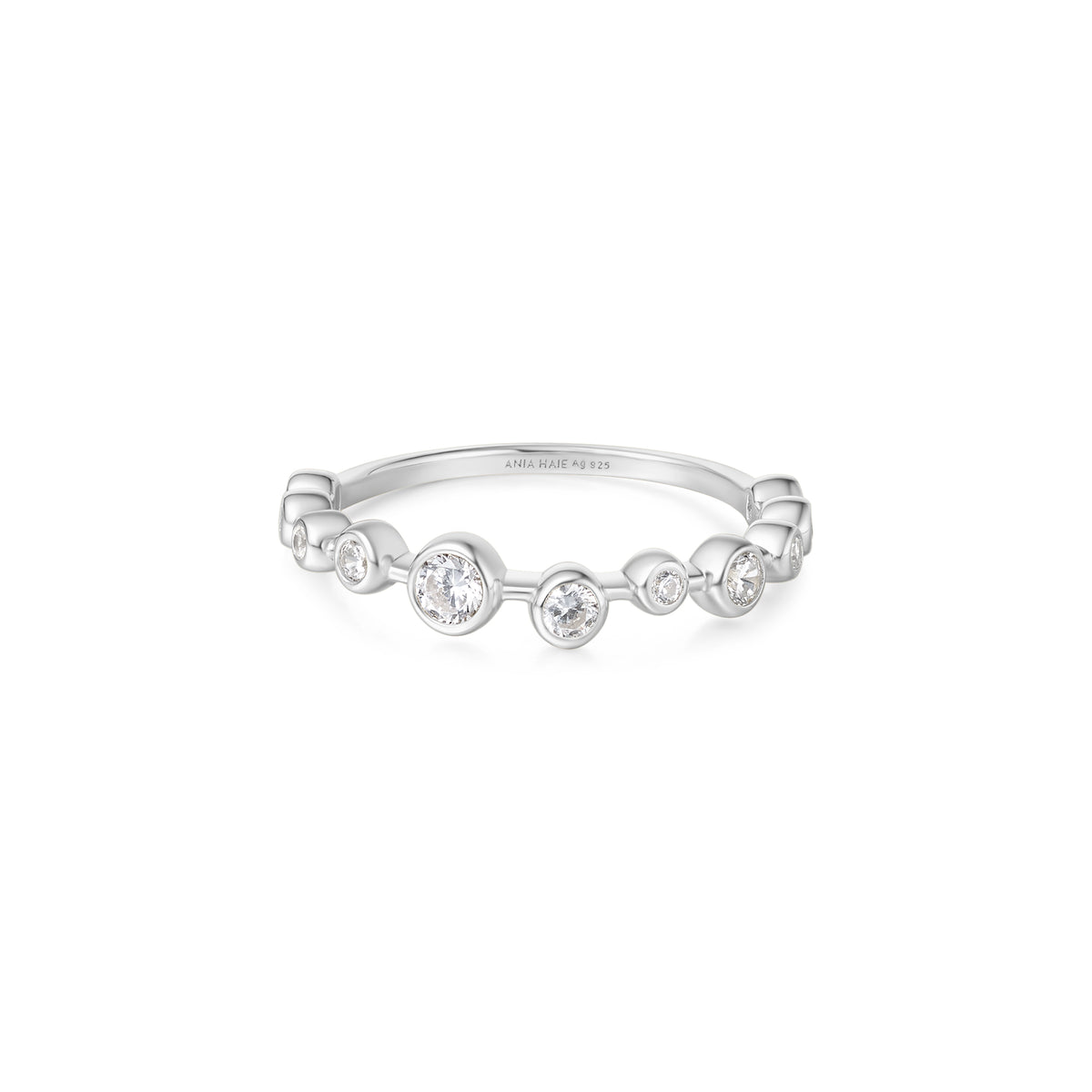 ania haie Silver Bezel Cubic Zirconia Zig-Zag Ring