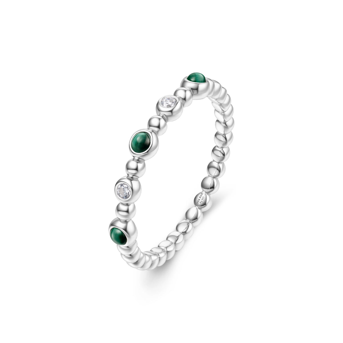 Ania Haie Silver Bezel Malachite Beaded Ring