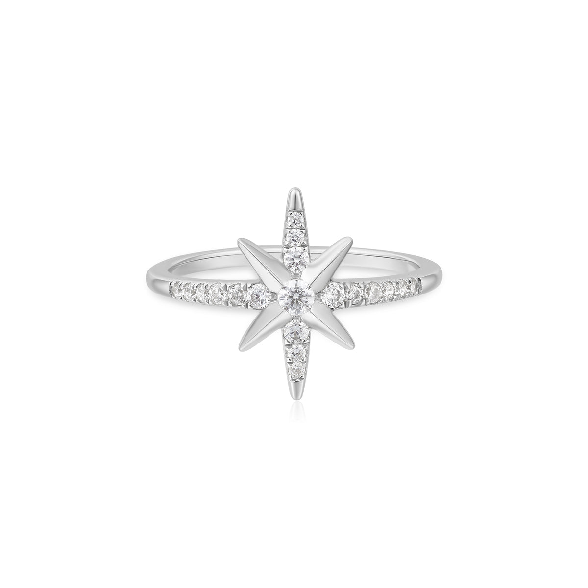 ania haie Silver Eight-Pointed Star Signet Ring