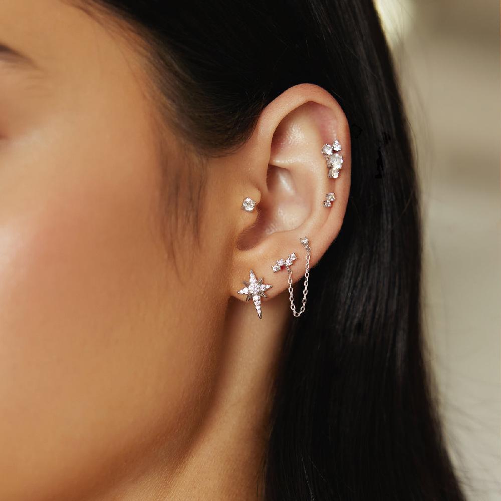 Ania Haie Silver Eight-Pointed Star Stud Earrings