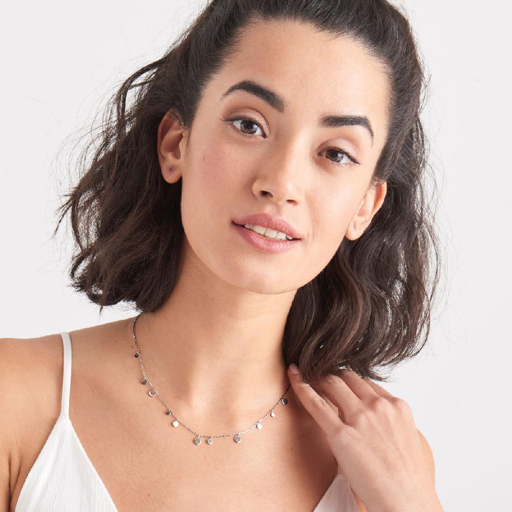 Ania Haie Silver Geometry Mixed Discs Necklace