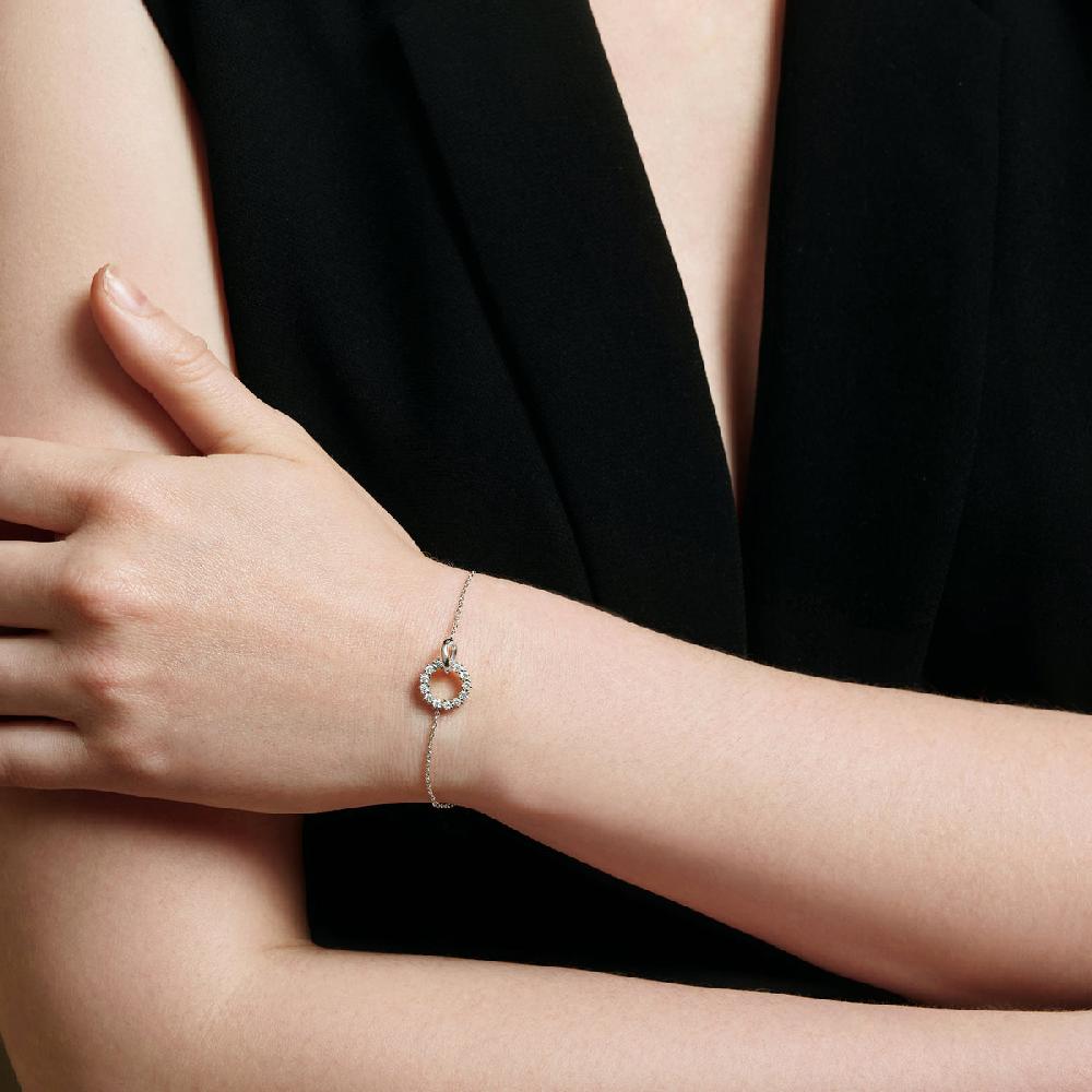 Ania Haie Silver Interlinked Circles Pavé Bracelet