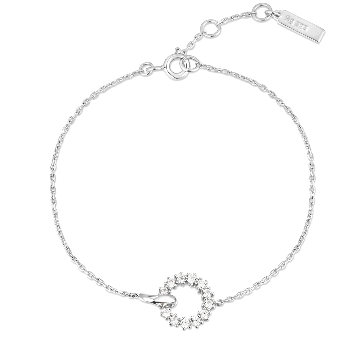 Ania Haie Silver Interlinked Circles Pavé Bracelet