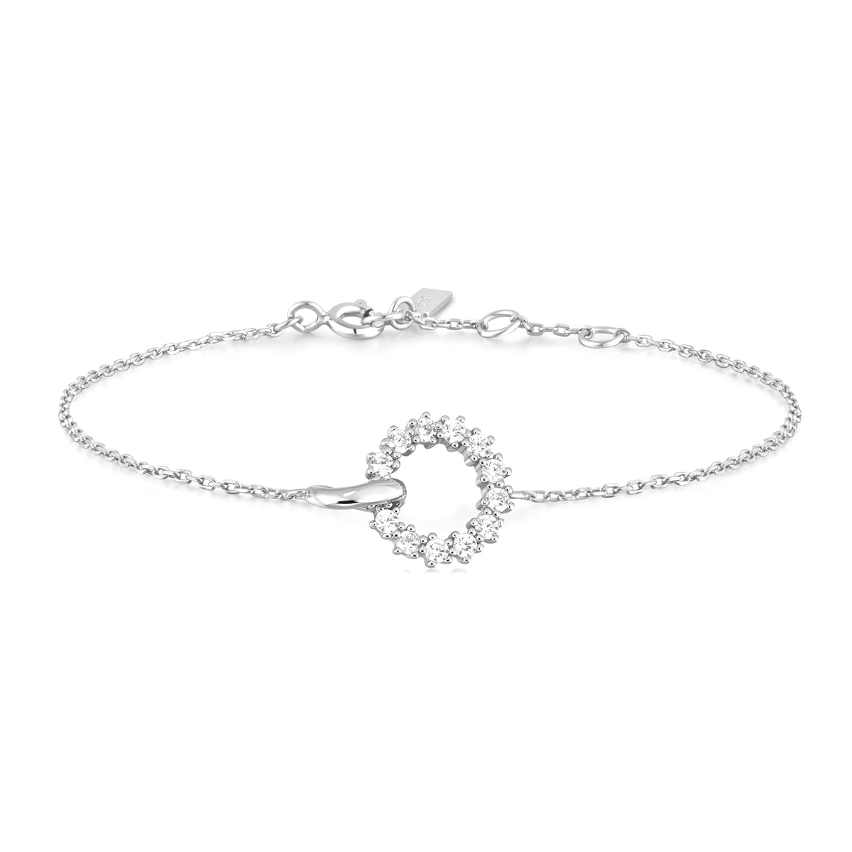 ania haie Silver Interlinked Circles Pavé Bracelet